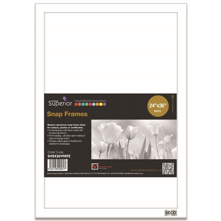 SECO Poster Snap Frame, 24" x 36", 1" Profile, White SN2436WHITE